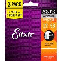 Elixir 16539 Nanoweb 80/20  12-53 3 Pack Light