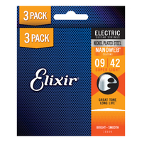 Elixir 16540 Nanoweb Electric  9-42 3 Pack Super Light