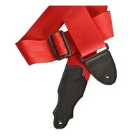 Franklin 2" Red Aviator Seat Belt Strap with Pebbled Glove Leather End Tab