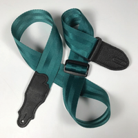 Franklin 2" Teal Aviator Seat Belt Strap with Pebbled Glove Leather End Tab