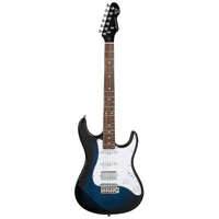 Levinson Sceptre Ventana Deluxe Double Cutaway HSS See Thru Ocean Blue w Indian Laurel Board