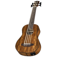 Luna UKEBBASSKOAFL Ukulele Bass Baritone Koa Fretless w/Gig Bag