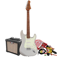 Northstar S-Style Electric Guitar Inca Silver with Aroma 10W Amp & Accessory Pack [NS1-IS-PACK]