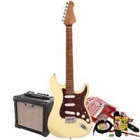 Northstar S-Style Electric Guitar Vintage White with Aroma 10W Amp & Accessory Pack [NS1-VW-PACK]