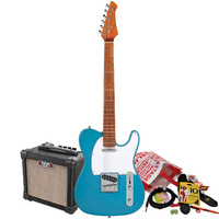 Northstar T-Style Electric Guitar Cadillac Blue with Aroma 10W Amp & Accessory Pack [NS2-CB-PACK]