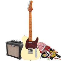 Northstar T-Style Electric Guitar Vintage White with Aroma 10W Amp & Accessory Pack [NS2-VW-PACK]