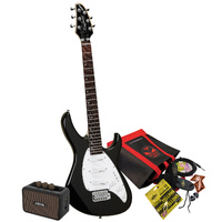 Tanglewood Baretta Black Gloss Electric Guitar with Aroma 5W Amp & Bonus Accessories (TE2BK-PACK)