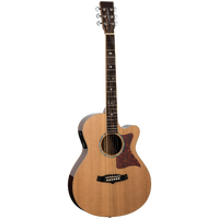 Tanglewood TW45RE Sundance Reserve All Solid Superfolk C/E Natural Cedar Top with Case